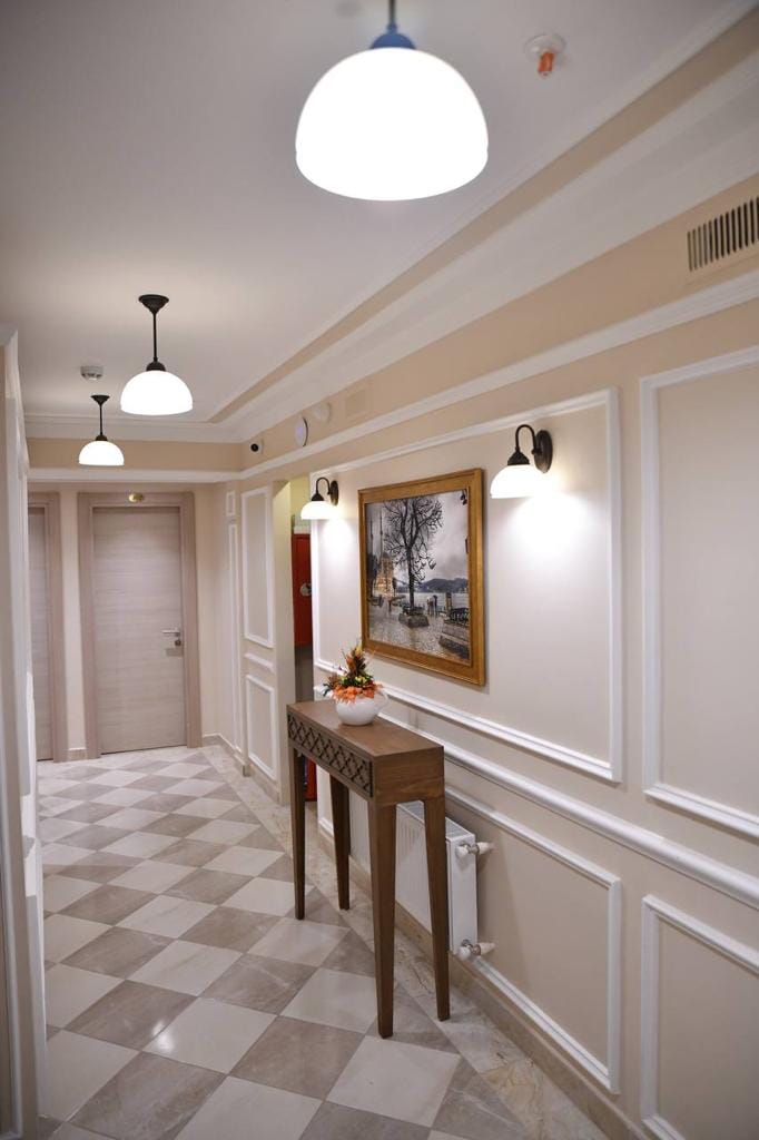 Boutique hotel room interior bathroom