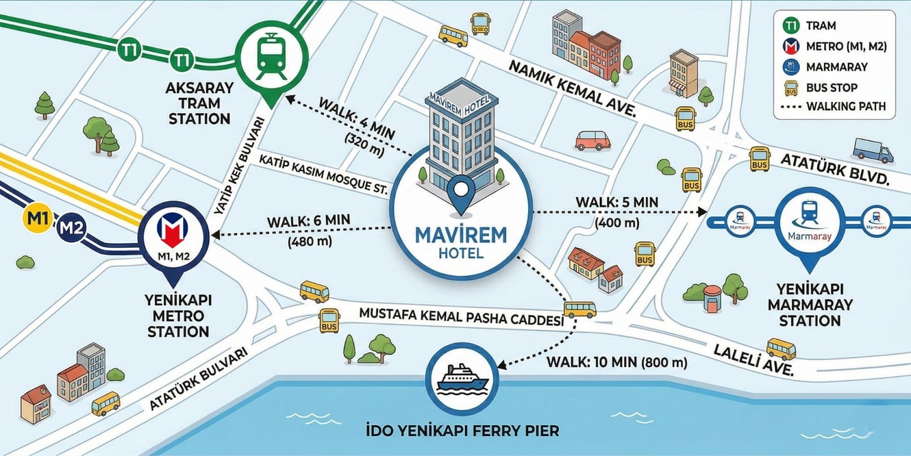 Mavirem Hotel konum ve ulaşım haritası